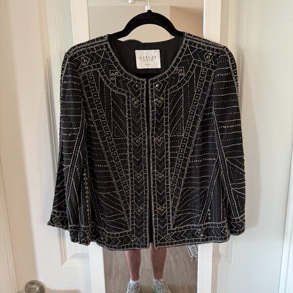 NEW Velvet by Graham and Spencer Beaded Jacket Size Small Color Black - Picture 2 of 6
